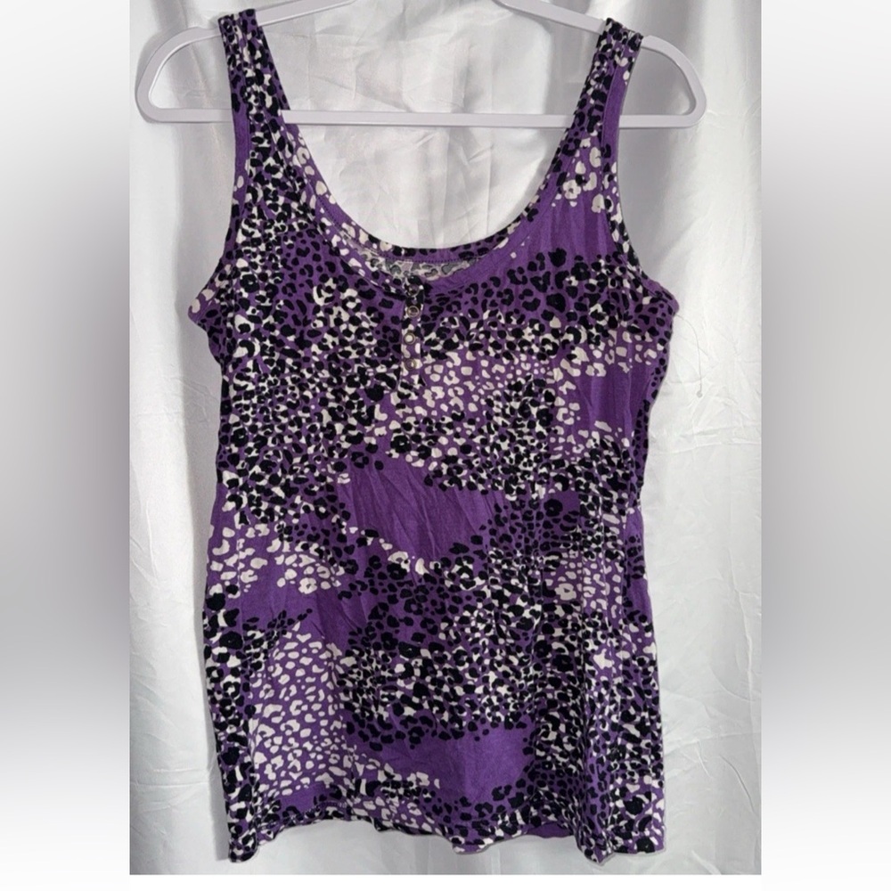 Op purple leopard camo tank top women’s size large pre owned Y2K